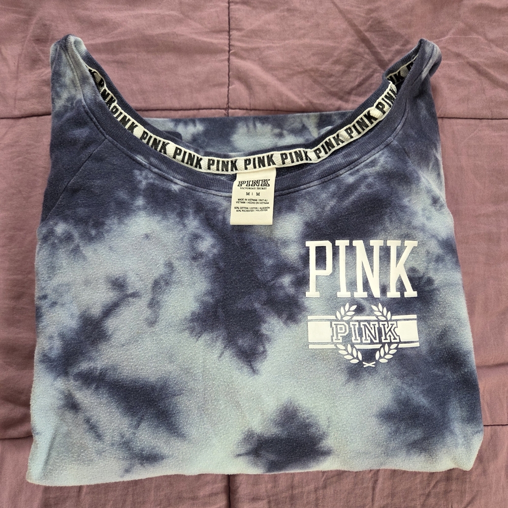 Victoria's Secret Blue Tie-Dye Crew Neck Sweater